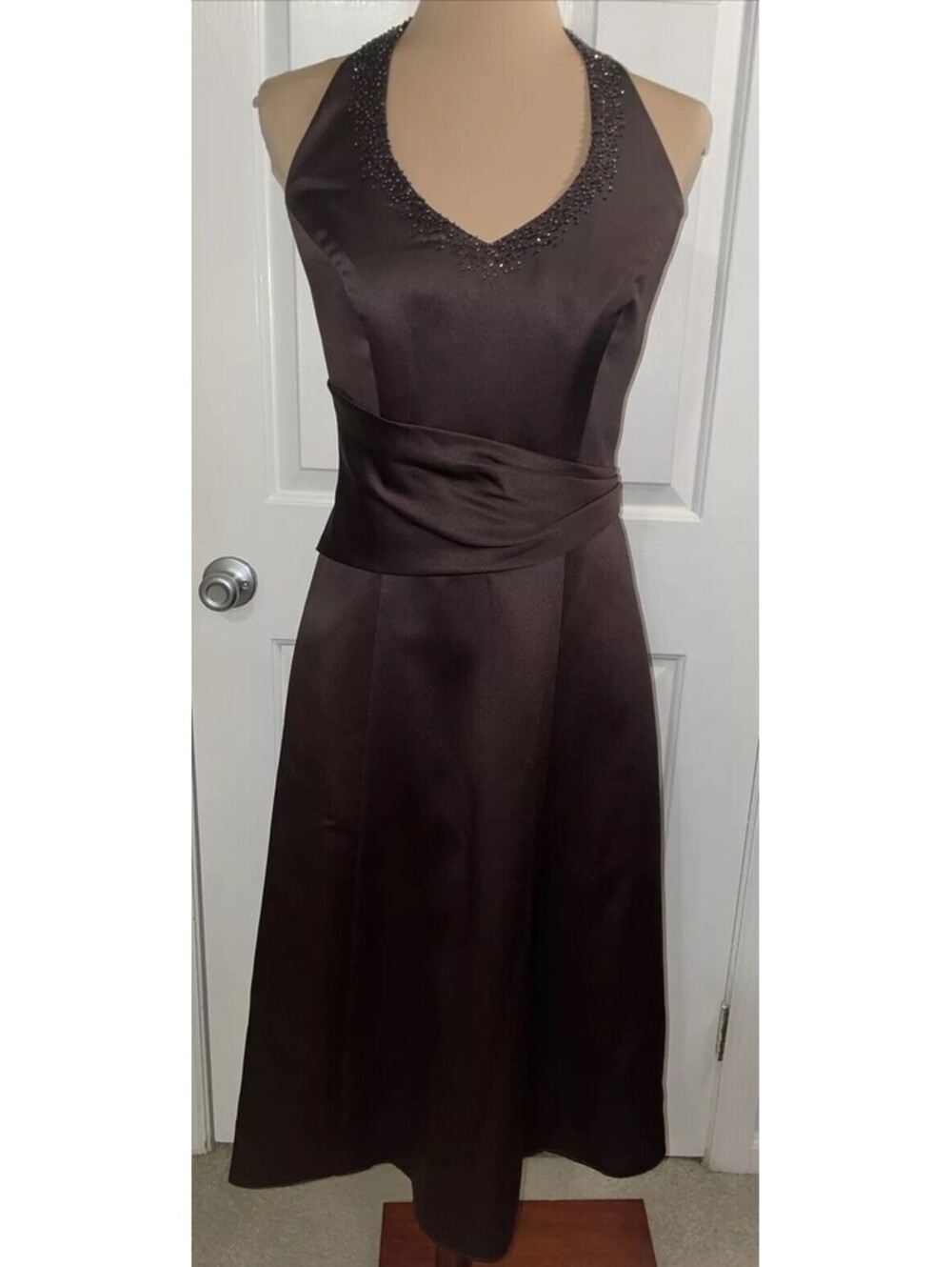 Alfred Angelo halter dress style 6126 Brown espresso size 10 - Runs Small